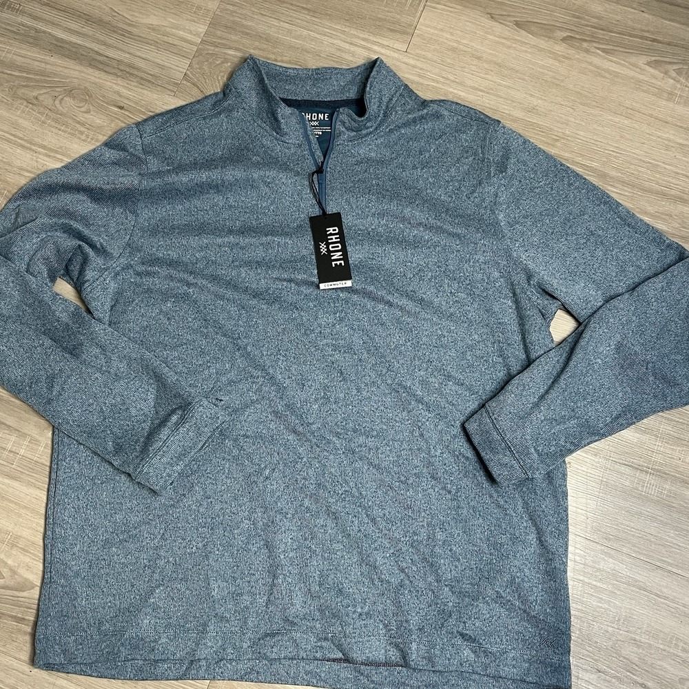 Rhone Sweater Mens XXL Blue Marie‎  Commuter 1/4 Zip Performance Knit Pullover